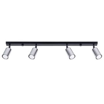 SOLLUX lighting Črna podolgovata stropna svetilka s štirimi kromiranimi senčniki 4xGU10 10W WINX SL.1371 Sollux Lighting