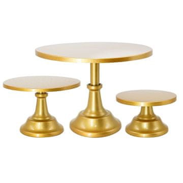 shumee Komplet 3 stojal za torte, sladice, torta, zlata barva, kovinsko stojalo za torto