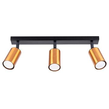SOLLUX lighting Trojna podolgovata črna stropna svetilka z bakrenimi senčniki 3xGU10 10W WINX SL.1376 Sollux Lighting