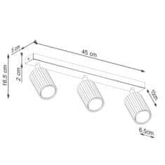 SOLLUX lighting Moderna bež stropna svetilka, 45 cm, premični rebrasti reflektorji za spalnico, predsobo, 3xGU10 10W, KARBON, Sollux Lighting