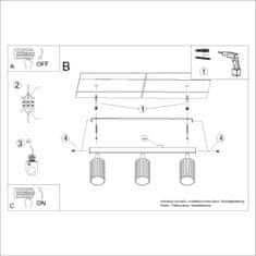 SOLLUX lighting Moderna bež stropna svetilka, 45 cm, premični rebrasti reflektorji za spalnico, predsobo, 3xGU10 10W, KARBON, Sollux Lighting