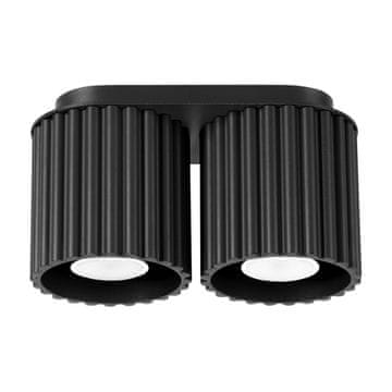 SOLLUX lighting Moderna črna ovalna stropna svetilka 21 cm z utornimi žarnicami 2xGU10 10W AURA Sollux Lighting