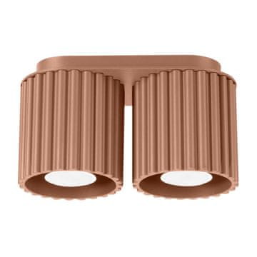 shumee Moderna stropna svetilka v barvi mocca, ovalna, 21 cm, z žlebljenimi žarnicami, 2xGU10, 10W, AURA, Sollux Lighting