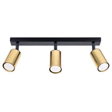 SOLLUX lighting Trojna podolgovata črna stropna svetilka z zlatimi senčniki 3xGU10 10W WINX SL.1384 Sollux Lighting
