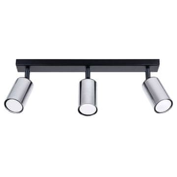 SOLLUX lighting Črna podolgovata trojna stropna svetilka s kromiranimi senčniki 3xGU10 10W WINX SL.1368 Sollux Lighting