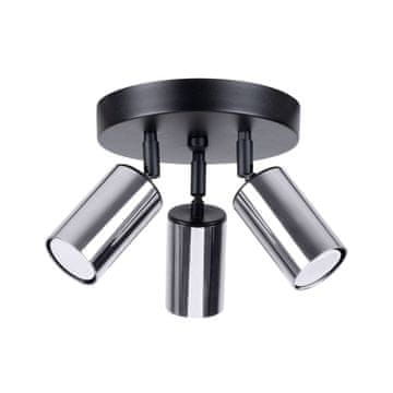 SOLLUX lighting Trojna okrogla črna stropna svetilka s kromiranimi senčniki 3xGU10 10W WINX SL.1369 Sollux Lighting