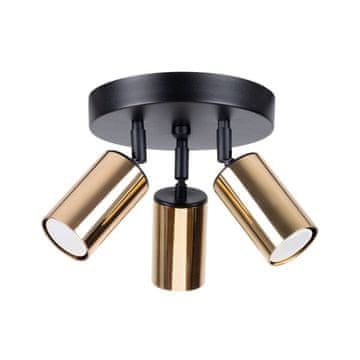 SOLLUX lighting Trojna okrogla črna stropna svetilka z zlatimi senčniki 3xGU10 10W WINX SL.1385 Sollux Lighting
