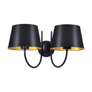 shumee Stenska svetilka z dvema senčnikoma, črna in zlata, SASTO Kaja K-4338