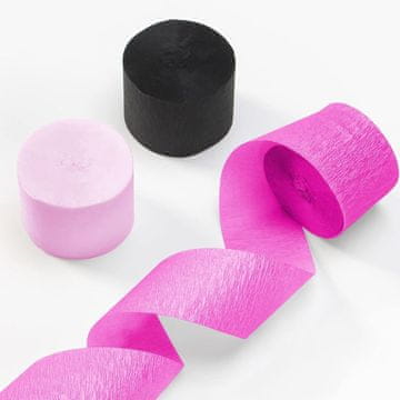 shumee Krep papir, raztegljiv krep papir, debel svileni papir, roza in črna barva, komplet 6 kosov