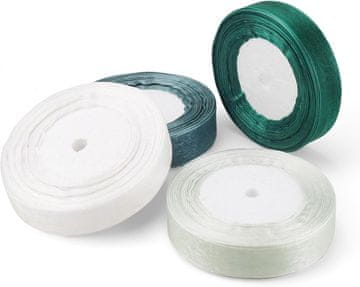 shumee Svileni trak za darilni trak za šopke 45m 4kosi zeleno-bel