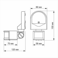 VIDEX PIR infrardeči senzor gibanja in svetlobe 1200W IP44 premični bel Videx
