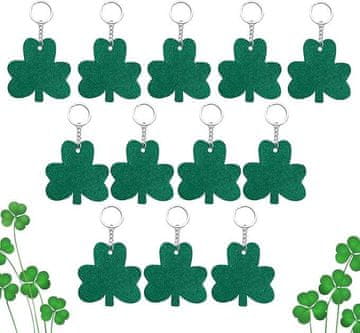 shumee Obesek za ključe v obliki detelje, filc, 8 cm, zelen, komplet 12 kosov