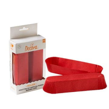 Decora Podolgovati RDEČI modelčki za kolačke 135x33x28 mm 60 kosov