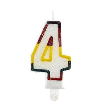 shumee Rojstnodnevna sveča številka "4" - MAVRICA Z OBROBI