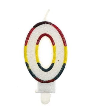 shumee Rojstnodnevna sveča številka "0" - MAVRICA Z OBROBI