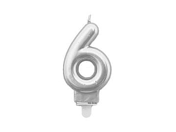 shumee Sveča številka "6" srebrna