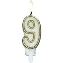 shumee Sveča številka "9" z zlatim robom