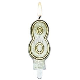 shumee Sveča številka "8" z zlatim robom