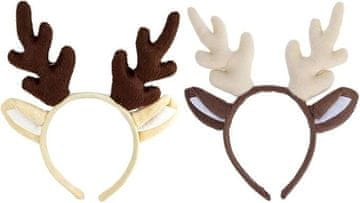 shumee Božični naglavni trak iz rjavih jelenovih rogov z ušesi, komplet 2 kosov