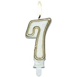 shumee Sveča številka "7" z zlatim robom
