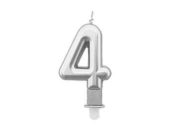 shumee Sveča številka "4" srebrna