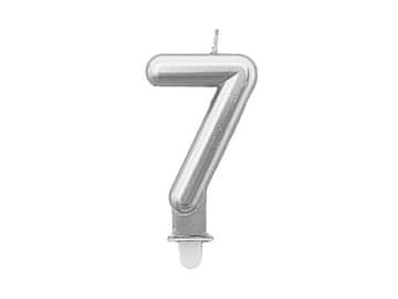 Srebrna sveča s številko "7"