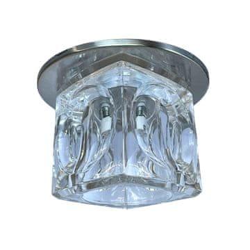 shumee Vgradna stropna svetilka, kristalni kvadratni senčnik, okroglo satenasto podnožje, 1xG4 20W Candellux