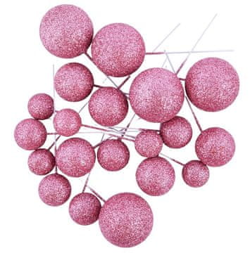 shumee Dekoracija z bleščečimi rožnato zlatimi kroglicami na vrhu za okrasitev
