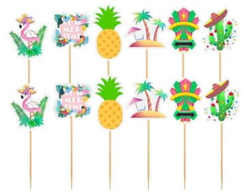 shumee Okraski za torto HAWAII FLAMINGO, 12-delni komplet