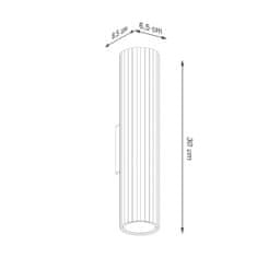SOLLUX lighting Moderna bela stenska svetilka, valovita cev, 30 cm, zgoraj in spodaj, za dnevno sobo, hodnik, 2xGU10 10W, KARBON, Sollux Lighting