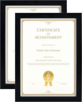 shumee Komplet 2 lesenih okvirjev za fotografije, diploma, potrdilo, format A4