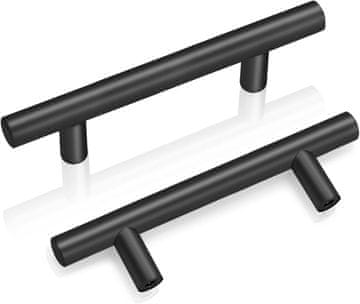 shumee Ročaji omaric, letve črne barve, razmik 76 mm, jekleni komplet 10 kosov