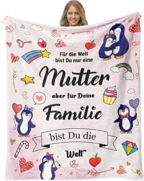 shumee Odeja, darilo za mamo za materinski dan, 100x130cm, napisi v nemščini