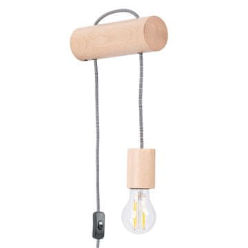 SOLLUX lighting Industrijska stenska svetilka, naravni les, stikalo za spalnico, dnevno sobo, 1xE27 15W, NIMBI Sollux Lighting