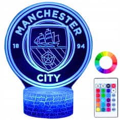 shumee Otroška nočna lučka Manchester City Coat of Arms 16 LED 3D + daljinski upravljalnik