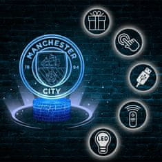 shumee Otroška nočna lučka Manchester City Coat of Arms 16 LED 3D + daljinski upravljalnik