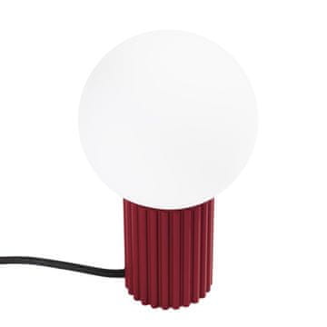 SOLLUX lighting Moderna namizna svetilka, bordo, utorjeno ohišje, bela steklena krogla, stikalo za hodnik, dnevno sobo, 1xG9 8W, HALO Sollux Lighting