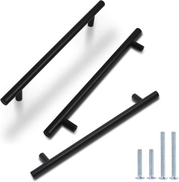 shumee Ročaj za predale omaric, črne barve, jeklo, 10 kosov, 256 mm