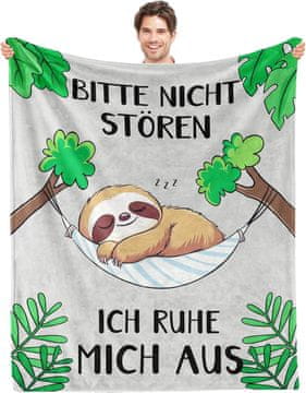 shumee Odeja z lenivcem 50x60cm. Darilo za prijateljico. Nemški napisi.