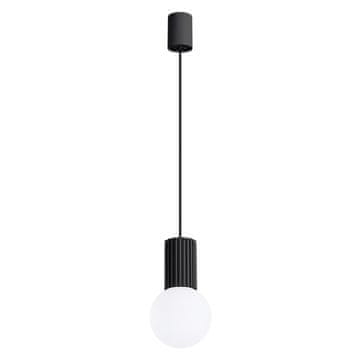 SOLLUX lighting Moderna črna viseča svetilka iz utorov iz stekla z belo kroglo za dnevno sobo, jedilnico, nad mizo, 1xG9 8W, HALO Sollux Lighting
