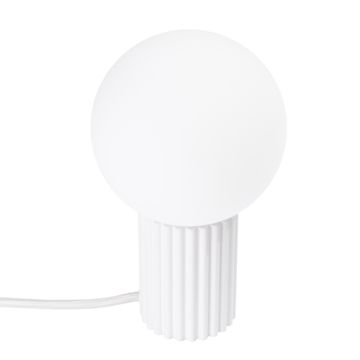 SOLLUX lighting Moderna namizna svetilka, belo utorjeno ohišje, bela steklena krogla, stikalo za hodnik, dnevno sobo, 1xG9 8W HALO Sollux Lighting