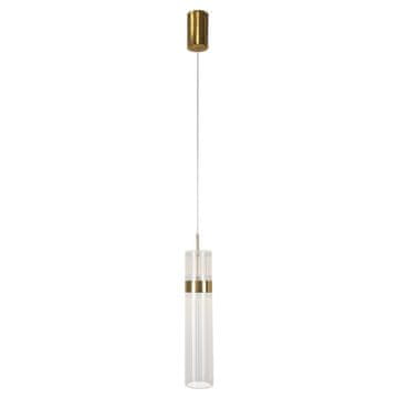 shumee Moderna dekorativna viseča svetilka, prozorna cev, zlati elementi, LED spremenljiva barva 6W AMBIENTE Light Prestige