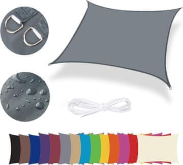 shumee Vrtno sončno jadro, 95% UV zaščita, 1,5x1,5 m, sivo