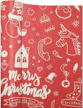 shumee Božični papir za zavijanje daril 43 cm x 15 m rdeč