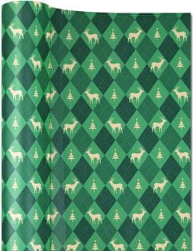 shumee Darilni papir za božična darila 0,43x15m zeleni rombi