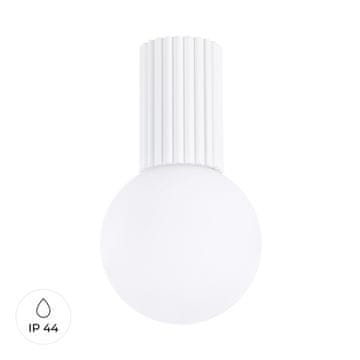 SOLLUX lighting Moderna stropna svetilka, belo utorjeno ohišje, bela steklena krogla za kopalnico, hodnik, 1xG9 8W IP44, HALO Sollux Lighting