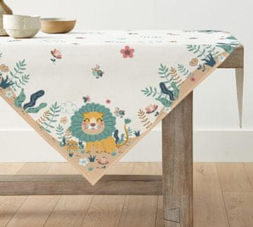 shumee Dekorativni tekač za mizo za otroke 85 x 85 cm vzorec leva z motivom džungle