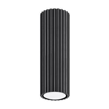 SOLLUX lighting Moderna črna okrogla rebrasta stropna svetilka, cev 20 cm, za kuhinjo, hodnik, 1xGU10 10W KARBON Sollux Lighting