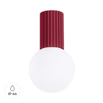shumee Stropna svetilka moderna bordo barva z utorom, steklena bela krogla za kopalnico, predsobo 1xG9 8W IP44 HALO Sollux Lighting