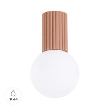 SOLLUX lighting Moderna stropna svetilka mocca z utorjenim ohišjem in belo stekleno kroglo za kopalnico ali hodnik 1xG9 8W IP44 HALO Sollux Lighting